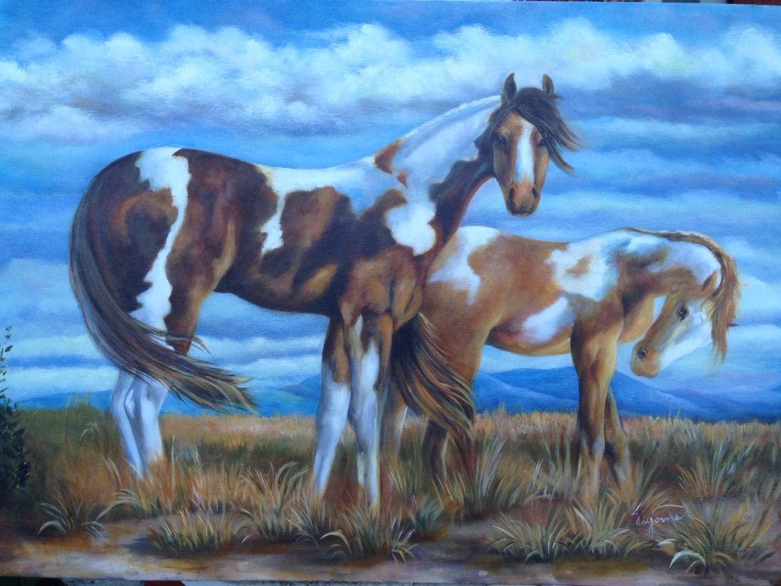 Cavalos -  50 x 70  -  leo sobre Tela